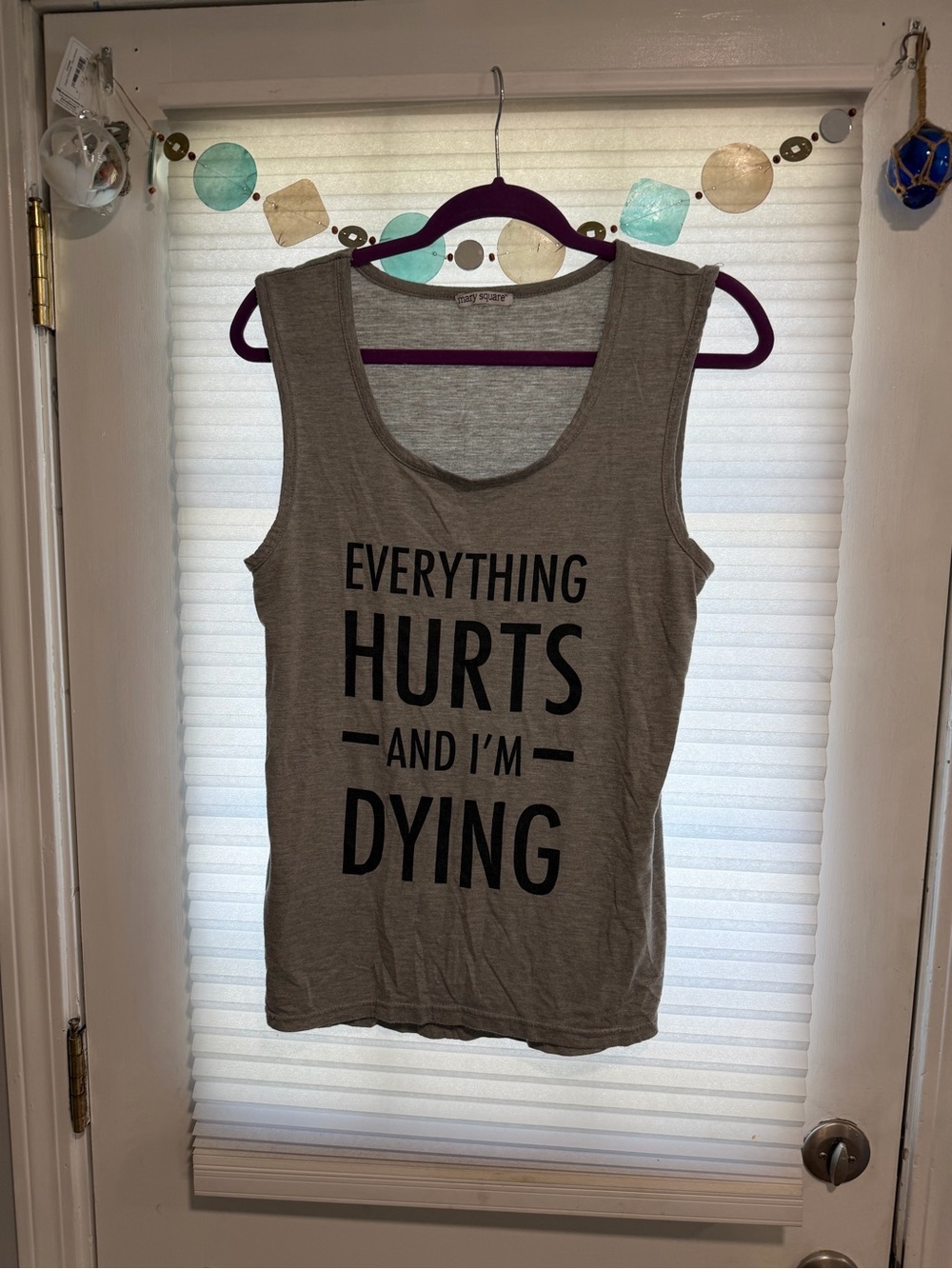 Women’s Gray Graphic Muscle Tee - Everything Hurts